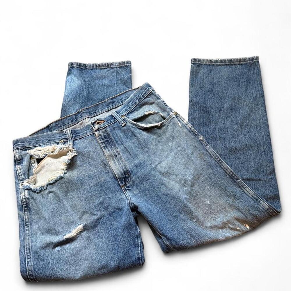Blue denim vintage 90s distressed